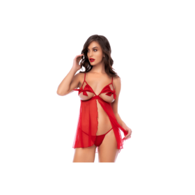 Babydoll sexy à bonnets ouverts avec string Mapalé 